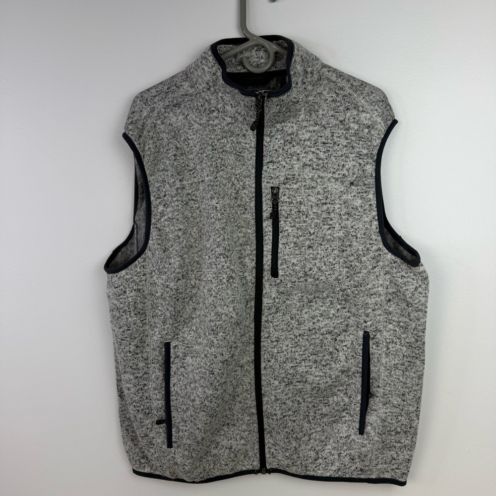 Free Country Mens Gray Marl Sweater Fleece Full Zip Vest Jacket Size Large